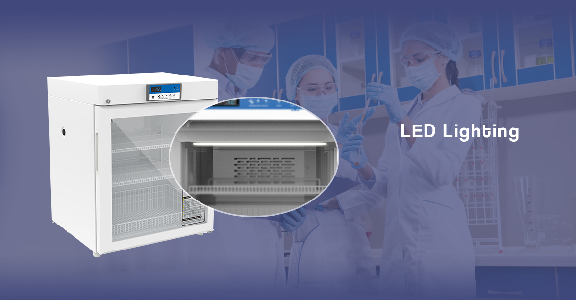 NW-YC130L biomedical undercounter refrigerator with LED lighting