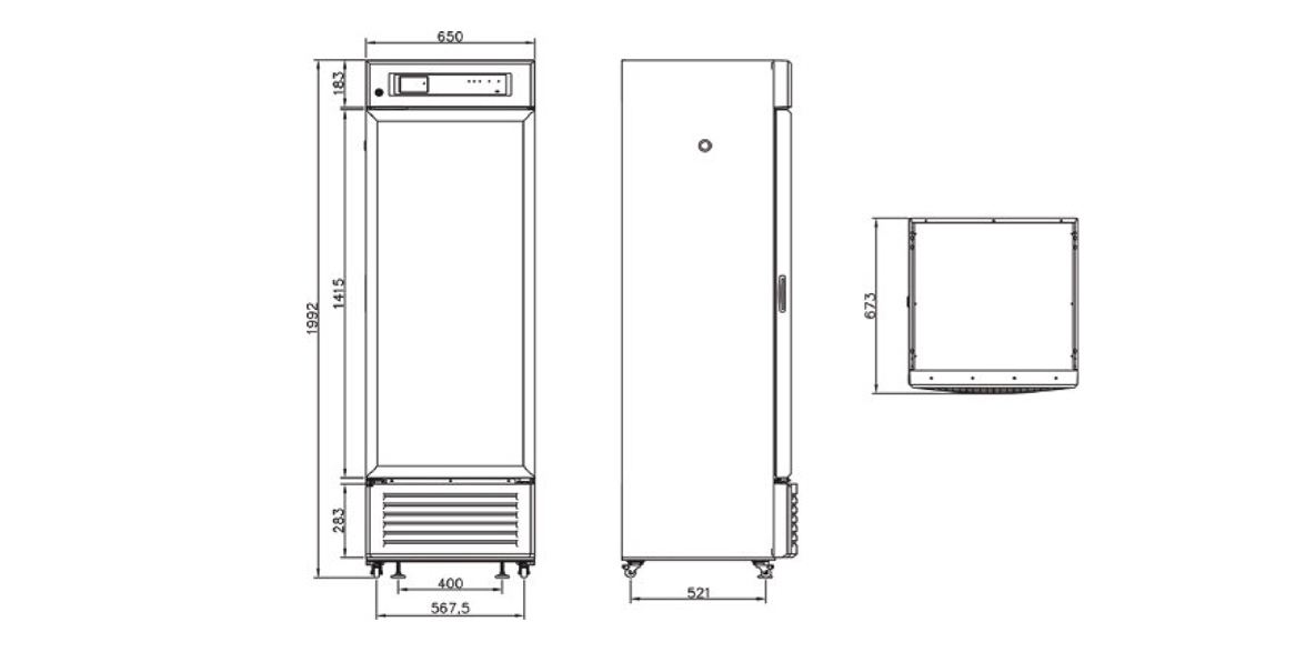 NW-YC395L medical grade vaccine refrigerator | Dimensions