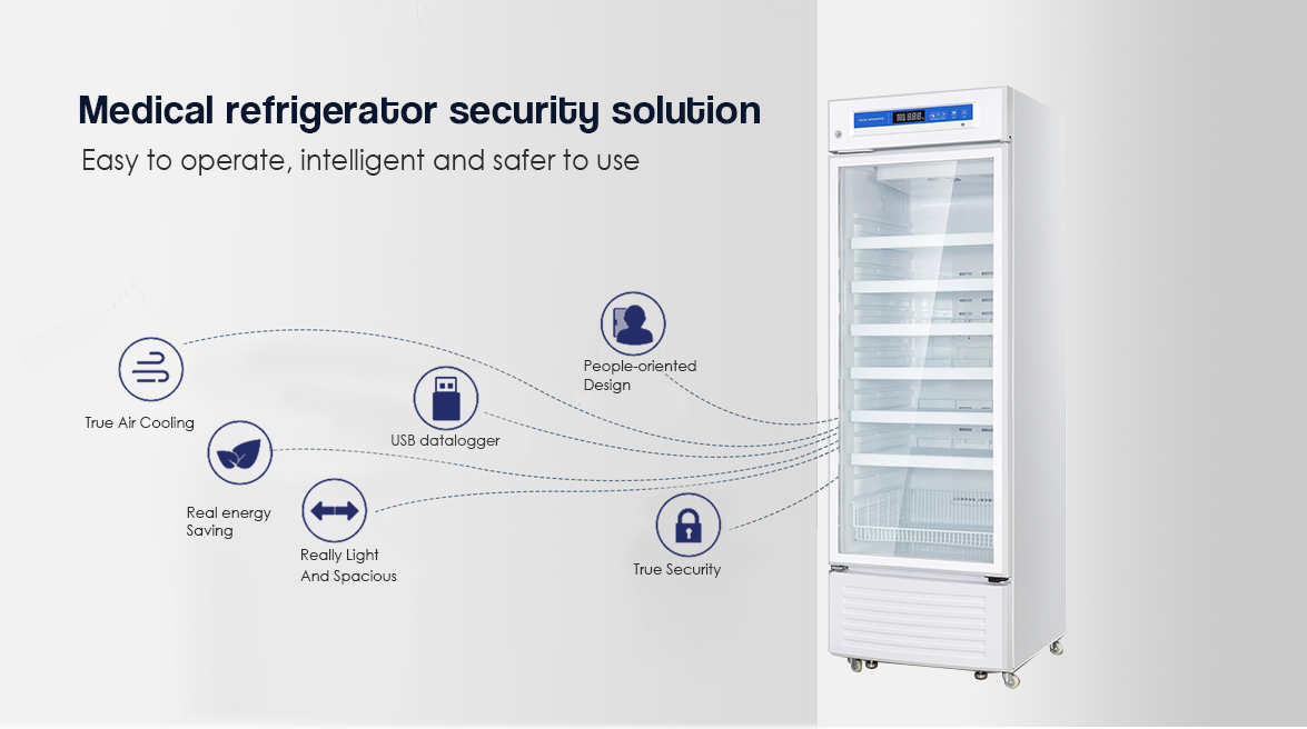 NW-YC395L vaccine refrigerator price | Medical Refrigeration Security System