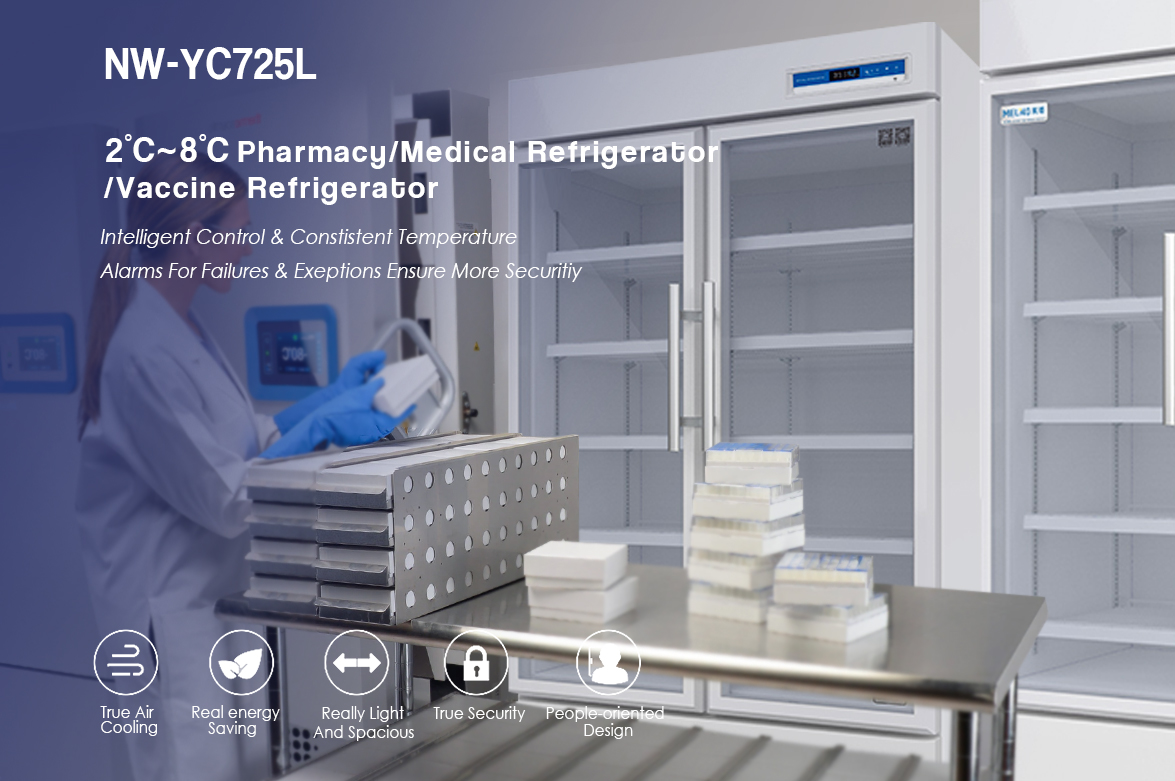Upright Double Glass Door Medicine And Vaccine Storage Fridge Price For Sale | factory and manufacturers