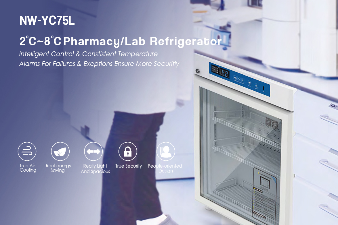 NW-YC75L Small Undercounter Medical And Lab Grade Refrigerator With Lock