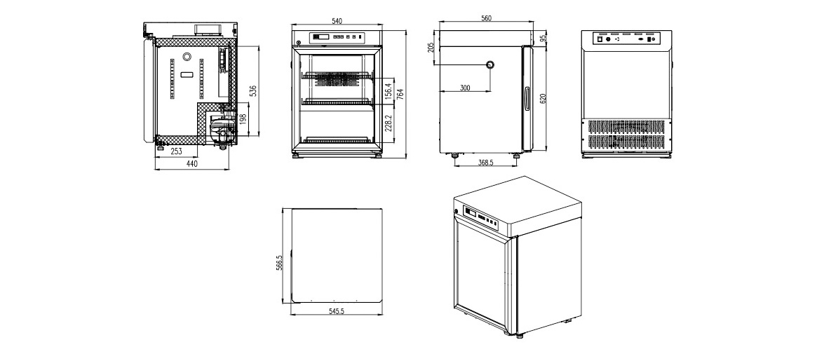 NW-YC75L undercounter lab refrigerator | dimension
