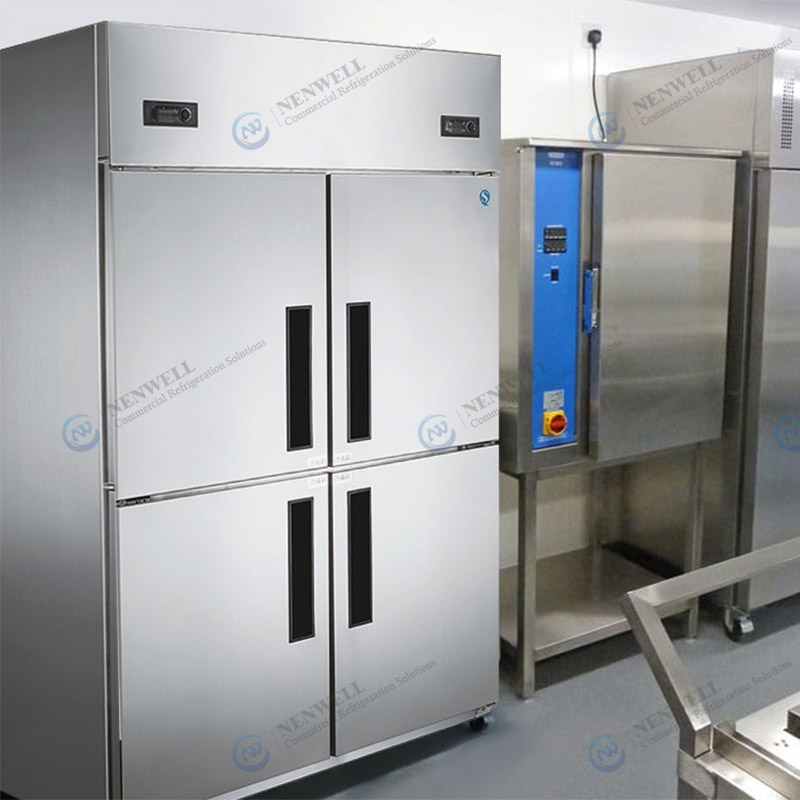 Refrigerador y congelador vertical comercial de acero inoxidable de 2 o 4 puertas