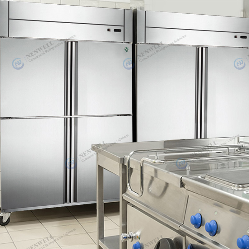 Комерційні вертикальні 2 або 4 суцільнодверні холодильні та морозильні камери з нержавіючої сталі