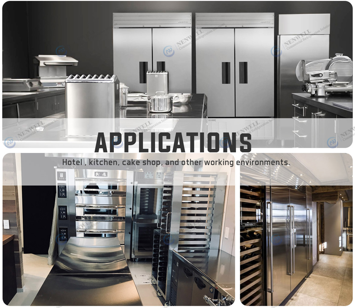 Applications | NW-Z10F Z12F D10F D12F Commercial Kitchen Upright 2 Or 4 Door Stainless Steel Reach-In Coolers And Freezers Price For Sale | factory and manufacturers