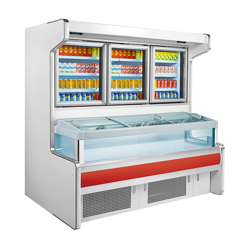 Supermarket Dual Room Multi Deck Type Display Case For Drinks And Ice-cream