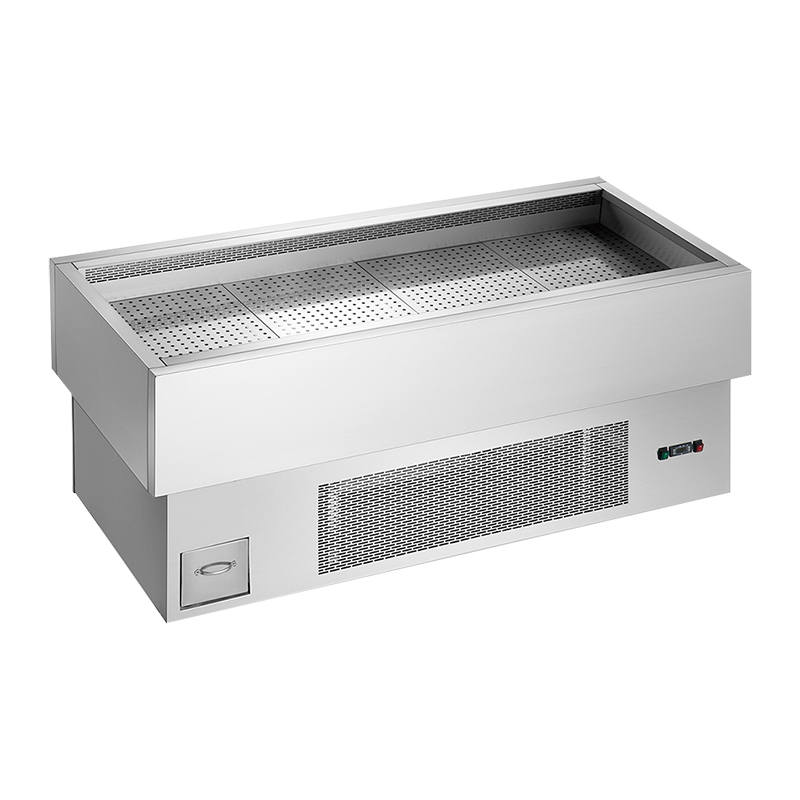 Supermarket Stainlee Steel Fish Counter Plug-in Typ Showcase för statisk kylning