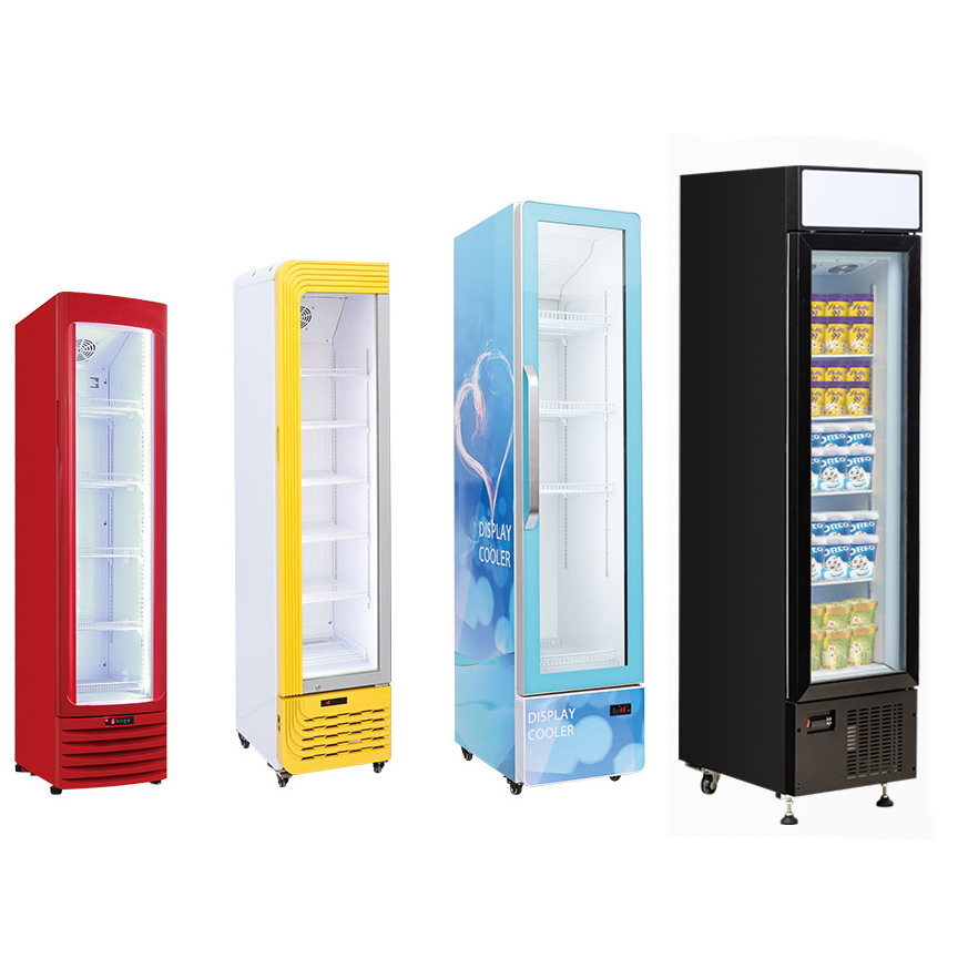 OEM истеҳсоли нӯшокиҳои пивои Upright Slimline Дисплей сардтар бо равшании болоии LED