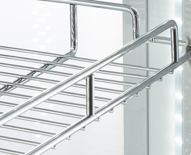 Adjustable Wire Shelves | upright 4 sided glass refrigerated display case