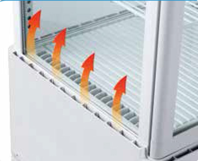 Glass Condensation Removal | pass through refrigerated display case