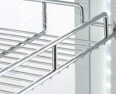 Adjustable Wire Shelves | upright 4 sided glass refrigerated showcase