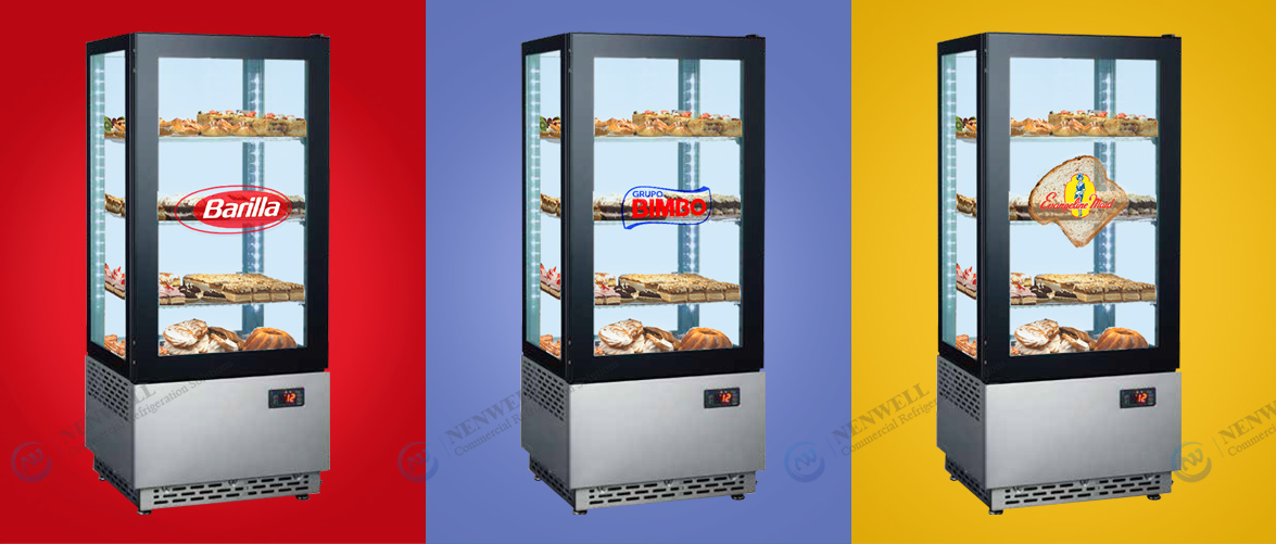 Custom Branding | see through refrigerated showcase