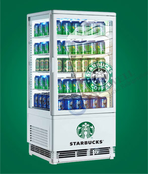 Custom Branding | countertop sided glass display fridge