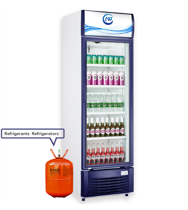 How does the type of refrigerant affect the cooling efficiency and noise of refrigerators?
