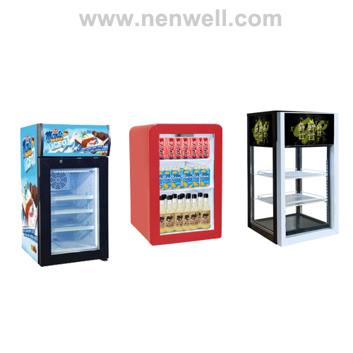 Table Top Glass Front Door Drinks and Beverage Display Fridge and Mini Cooler