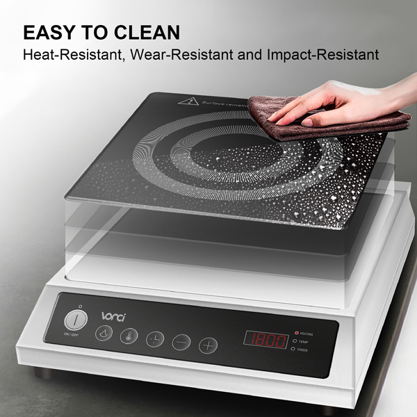 Durable Commercial Induction Cooktop with Stainless Steel Housing for Restaurant and Hotel Kitchen