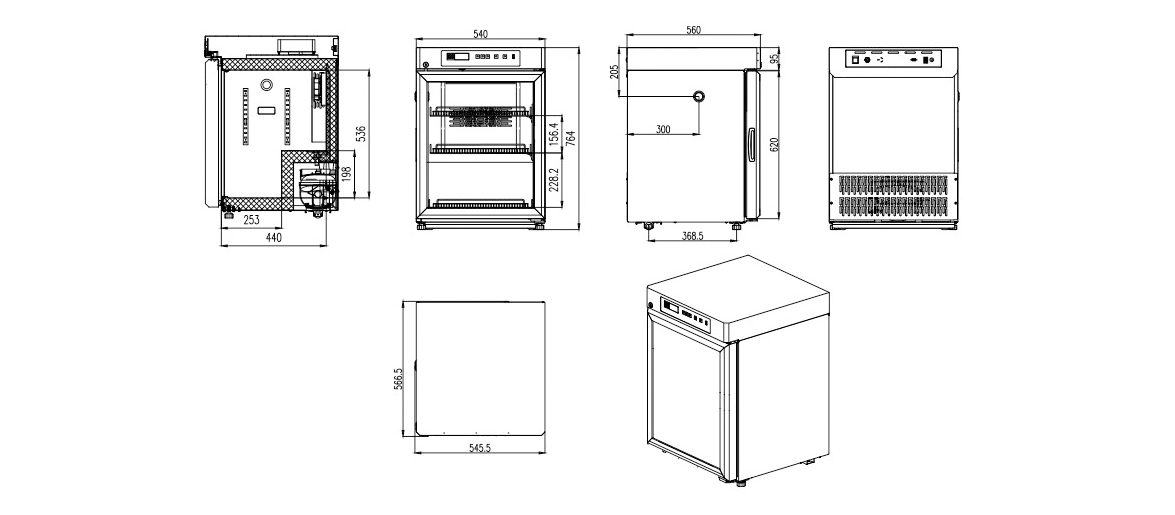 YC130L undercounter medicine refrigerator | dimension