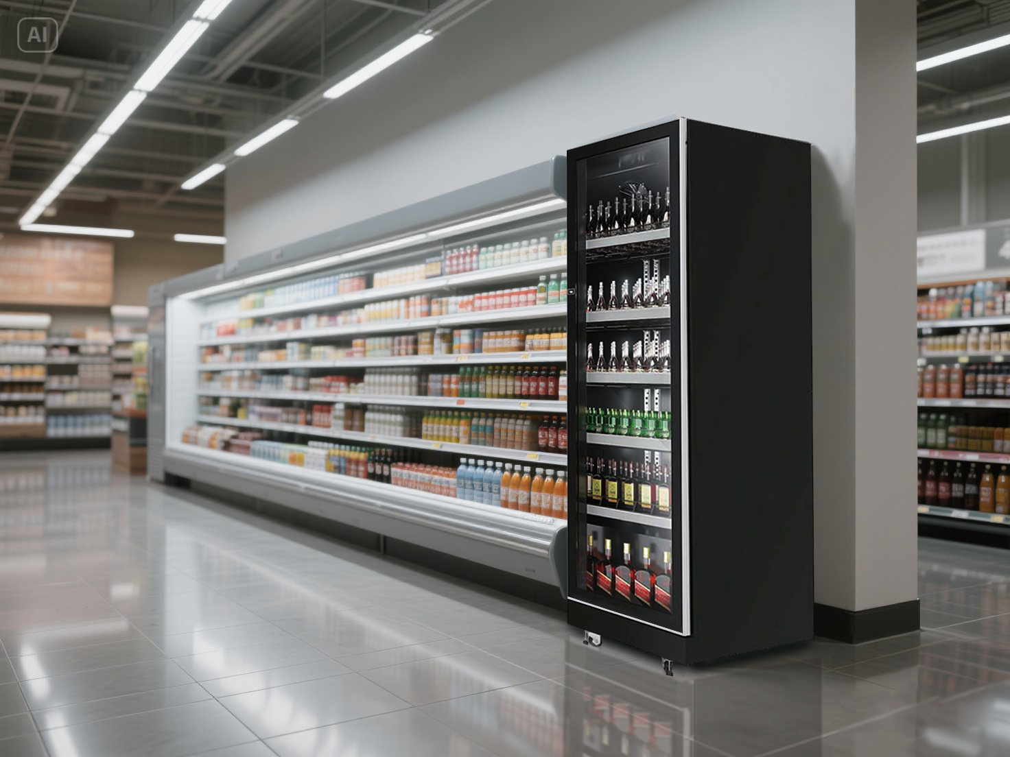 Black Upright Freezer