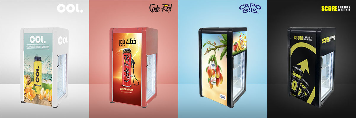 Customizable Stickers | NW-SC68B-D Commercial Small Beer & Beverage Front & Rear Door Countertop Merchandiser Refrigerators