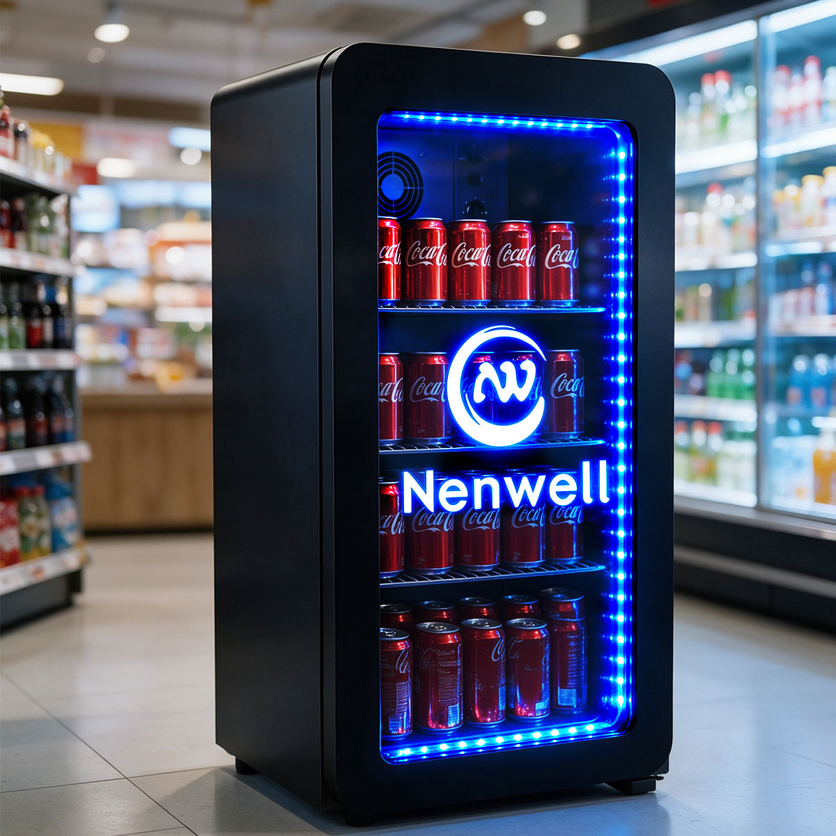 Small refrigerator with silk-screened logo
