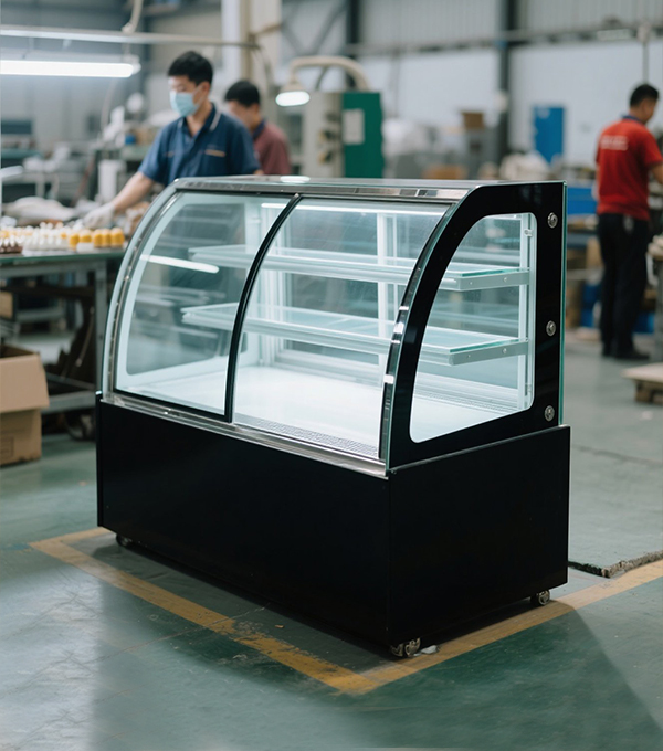 2  tier Arc – shaped Tempered Glass Cake Cabinets made china