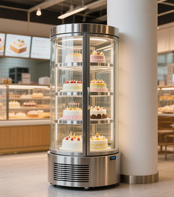 NW-LTC Upright Air-cooled Round Barrel Cake Display Cabine