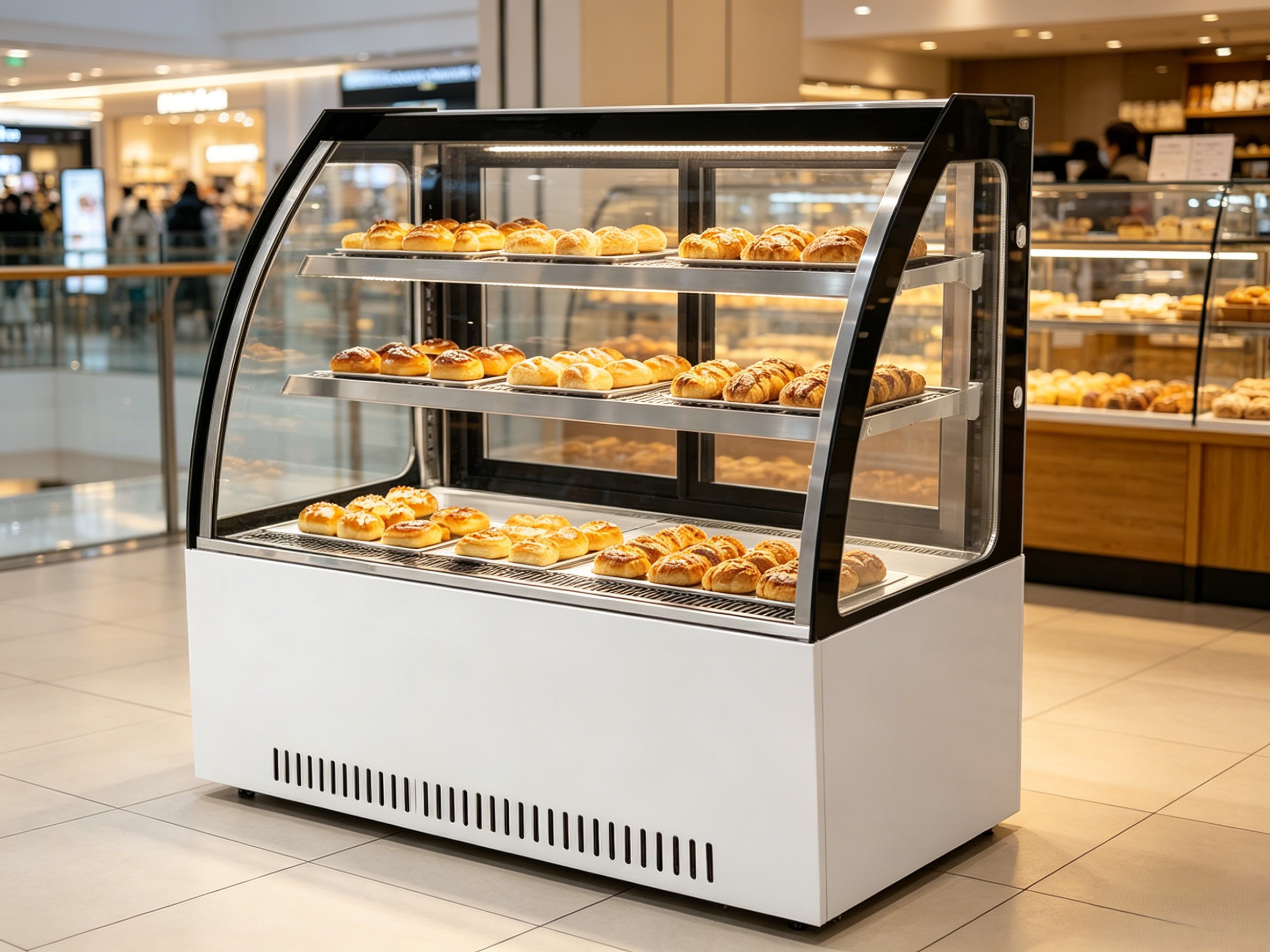 Real shot of pastry display cabinet