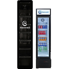 Slim upright display cooler