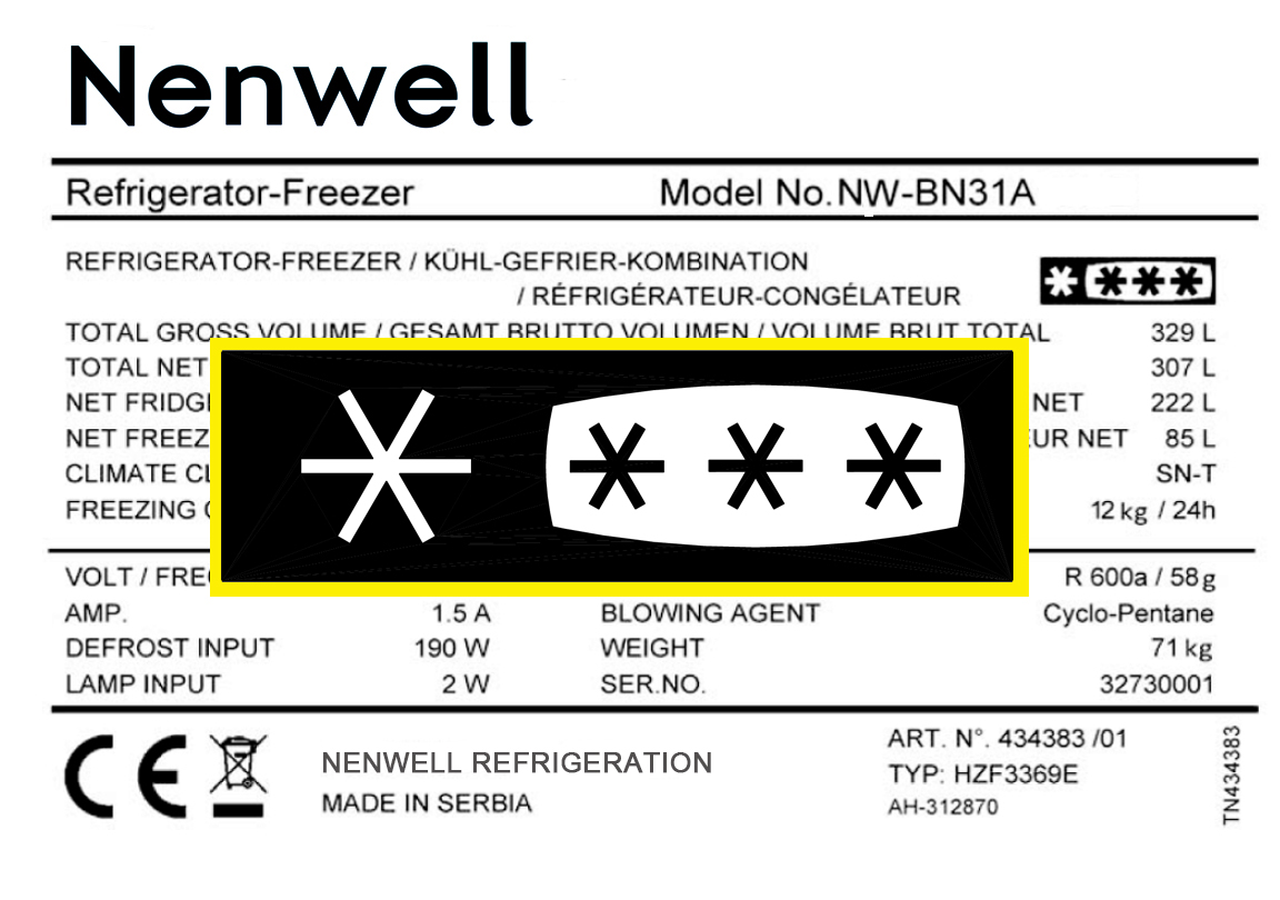Star Rating Label System of Refrigerators and Freezers