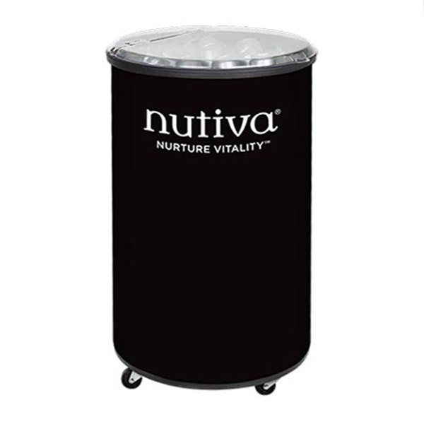Refrigerador de bebidas redondo de barril illado con impresión de tapa renovable de maqueta de marca