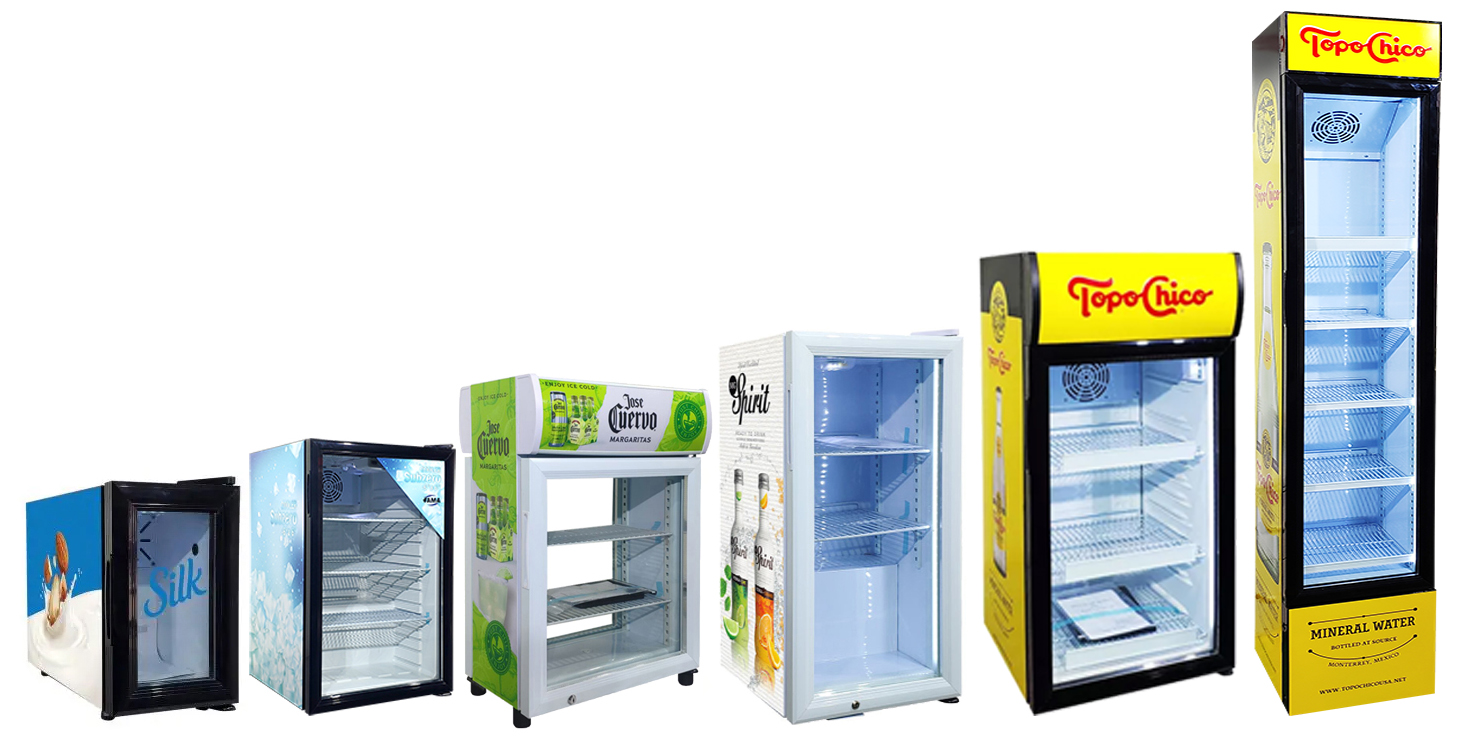 topo chico glass door display fridge and refrigerator