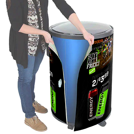 Mockups Customizable and Illuminated Upright Slimline Round Barrel Cooler