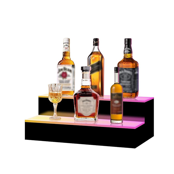VONCI 16 Inch 2 Step LED Lighted Liquor Bottle Display Shelf (Walking Horse Lighting Effect)