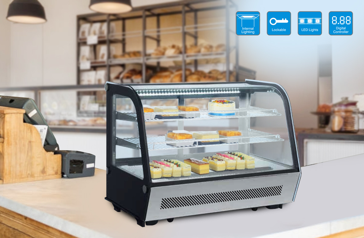 NW-RTW160L-4 Bakery Countertop Small Donut And Pastry Food Refrigerated Glass Display Cases