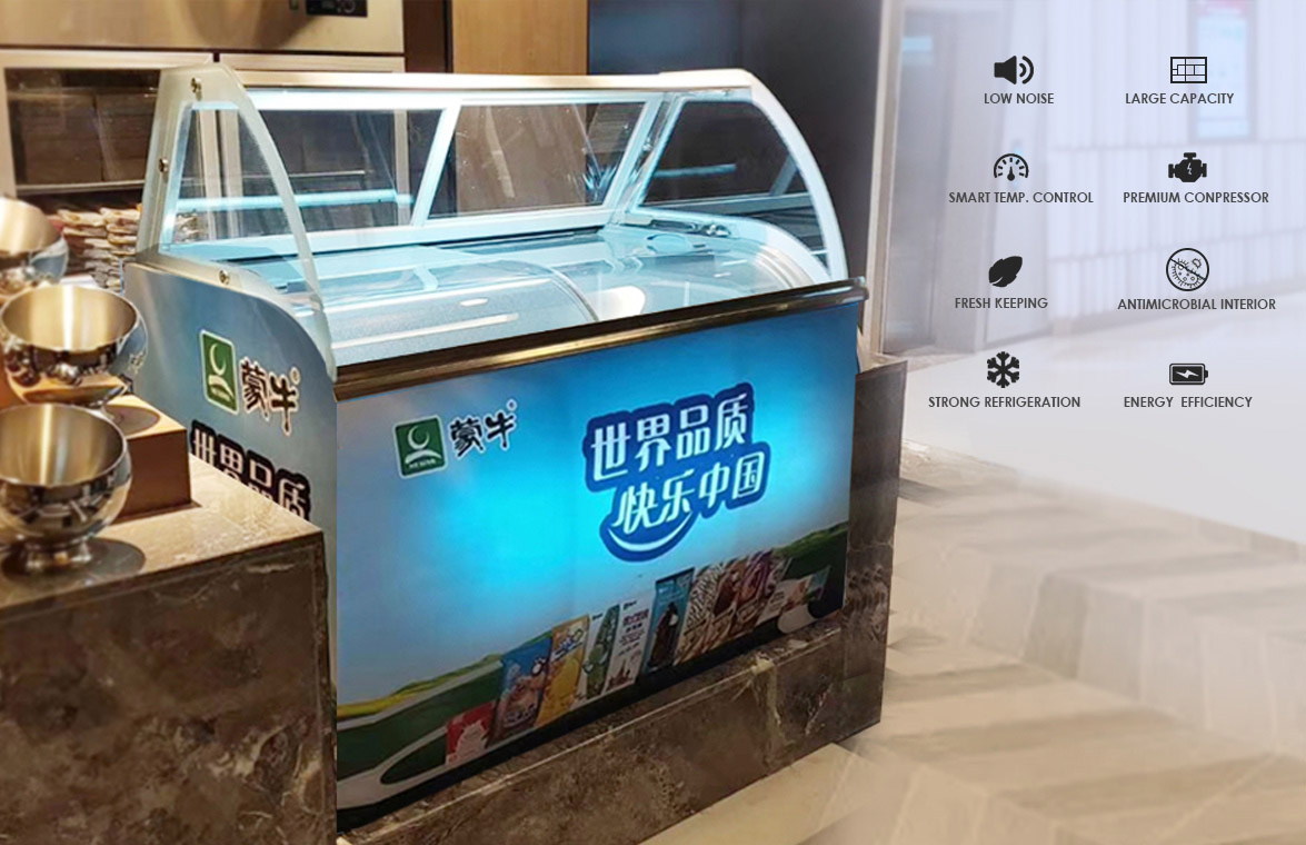NW-SD420QIC Commercial Curved Top Sliding Glass Door Ice Cream Chest Display Freezer Price For Sale | factory and manufacturers