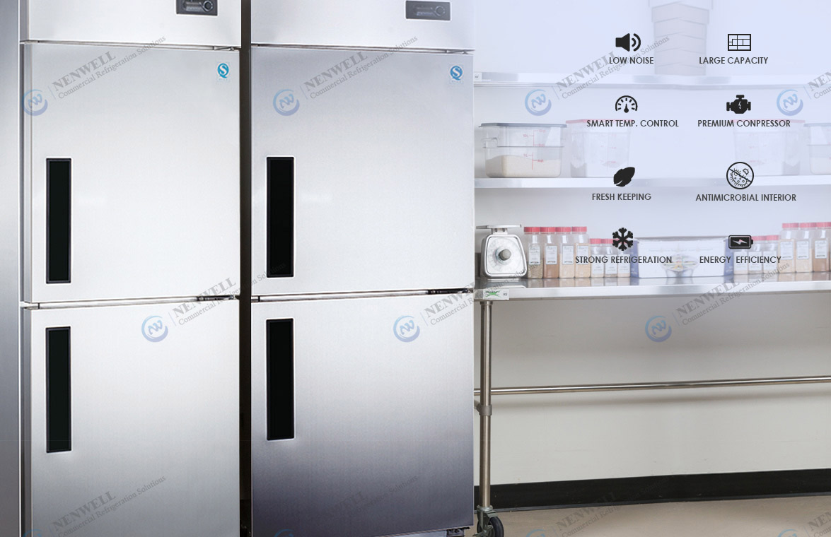 Commercial Upright 2 Solid Door Kitchen NW-Z06EF D06EF Stainless Steel Storage Fridge And Freezer Price For Sale | factory and manufacturers