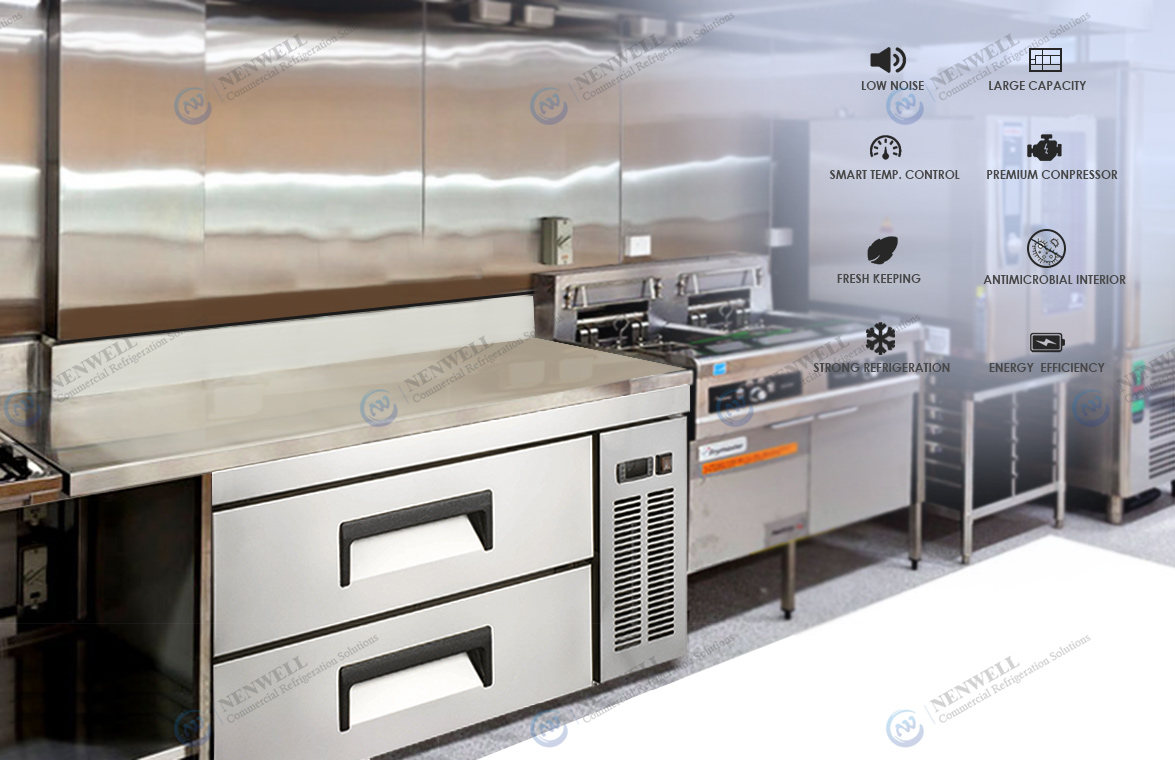 NW-CB36 Commercial Kitchen And Cafe 2 Drawer Chef Base Compact Undercounter Refrigerators And Freezers Price For Sale | factory and manufacturers