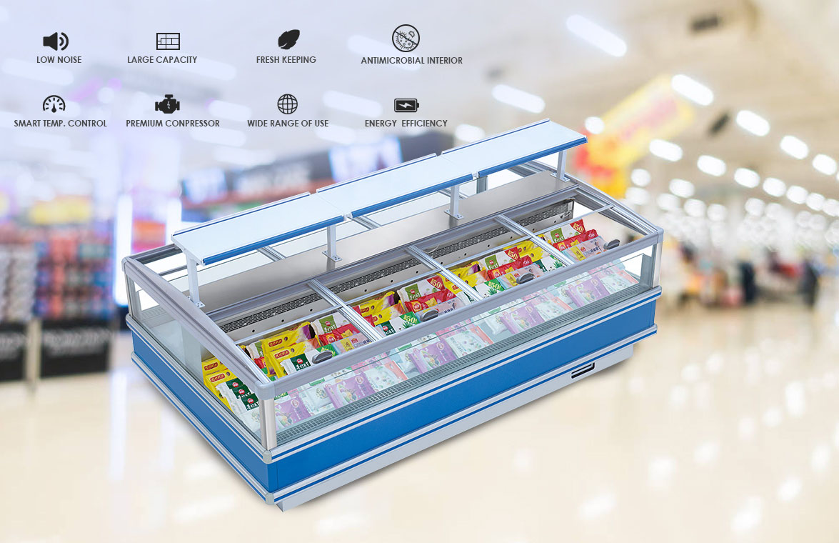 NW-DG20SF 25SF 30SF Grocery Store Remote Frozen Food Deep Storage Display Island Freezer Refrigeration Price For Sale | factory and manufacturers
