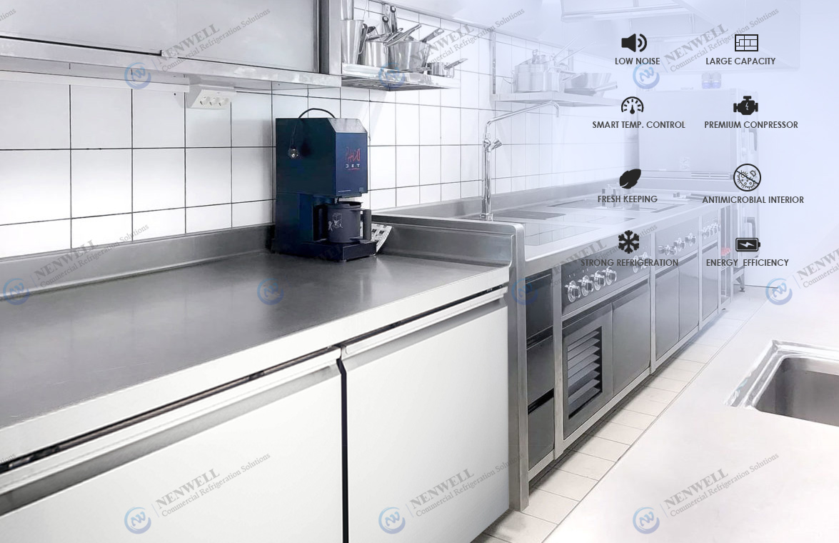 NW-UUC48R UUC60R Commercial Kitchen Frost Free Stainless Steel Under Counter Fridge And Freezer Price For Sale | factory and manufacturers