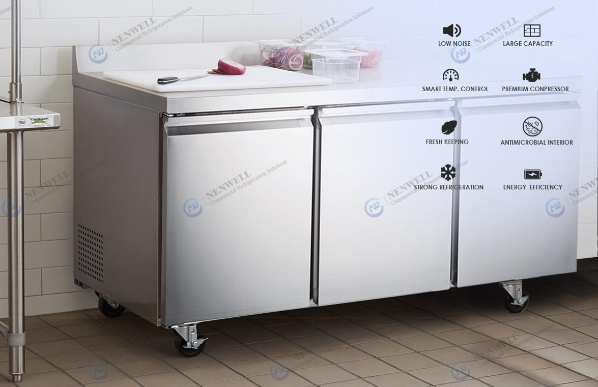 NW-UWT72R Commercial 3 Door Sub Zero Undercounter Worktop Cabinet Refrigerator And Freezer Price For Sale | factory and manufacturers