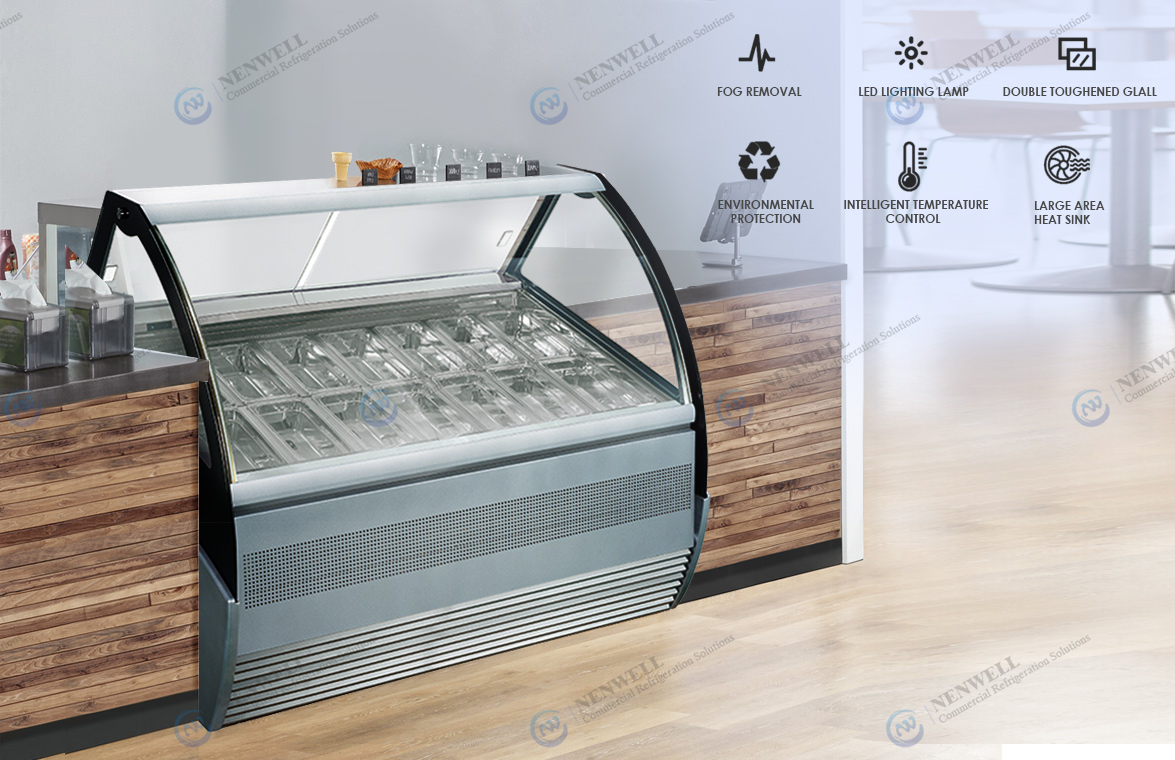 NW-QD12 Commercial Small Ice Cream Display Fridge Showcase Price For Sale