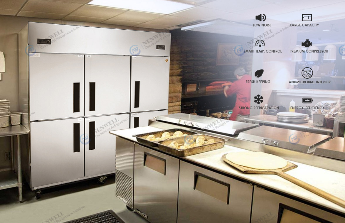 NW-Z16EF D16EF Restaurant Kitchen Upright 6 Door Stainless Steel Reach In Cooler And Freezer Refrigeration Price For Sale | factory and manufacturers