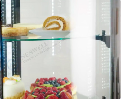 Crystal Visibility | NW-ARC100R round cake display fridge