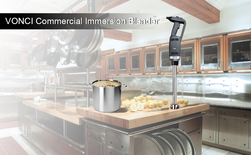 VONCI kommersiell doppmixer, slitstarkt SUS 304 avtagbart skaft, kraftfull handmixer med variabel hastighet 4000-16000 rpm