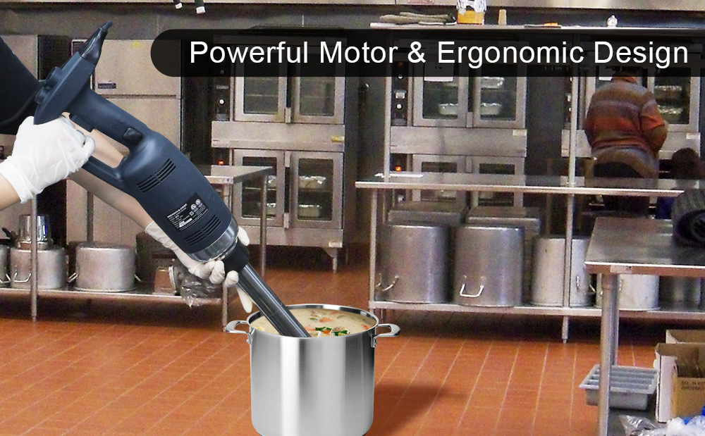 Kiunga cha Kuzamisha cha Kibiashara cha VONCI, Shaft Inayotumika ya SUS 304 Inayotumika, Kichanganyaji cha Nguvu Nzito cha Mikono chenye Kasi ya Kubadilika 4000-16000RPM
