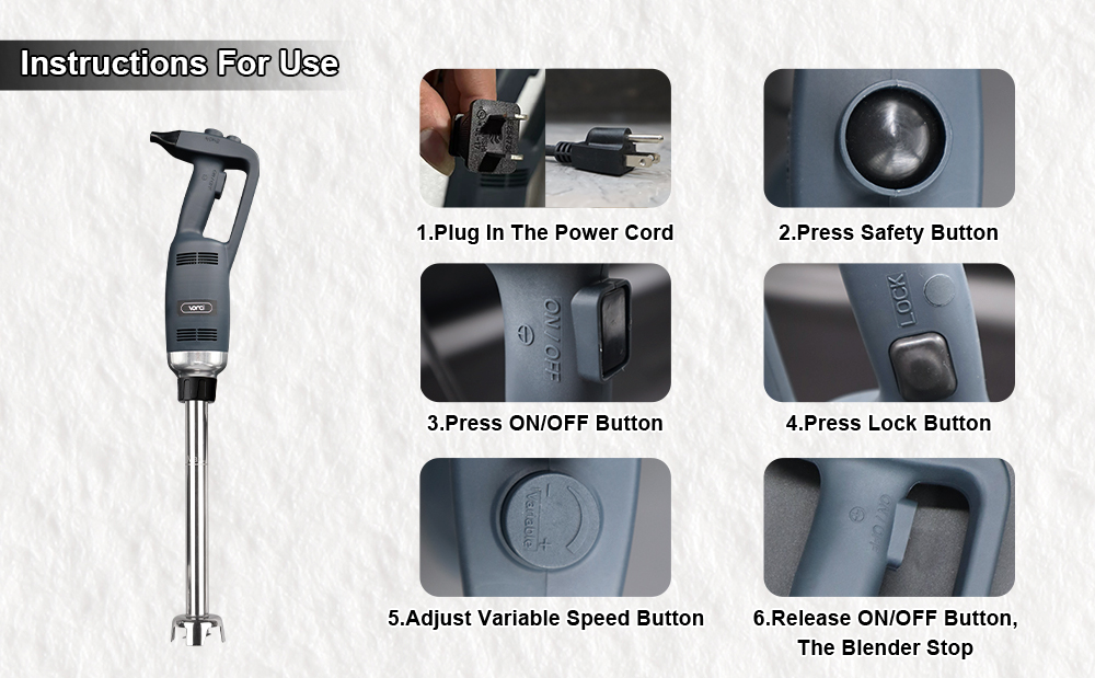 VONCI Commercial Immersion Blender, Durable SUS 304 Removable Shaft, Heavy Duty Power Hand Mixer with Variable Speed ​​4000-16000RPM